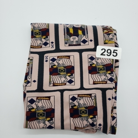 lularoe One Size women pink leggings playing cards poly spandex blend very soft - Picture 10 of 10